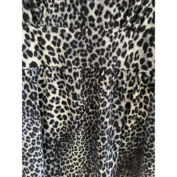 Vintage Y2K Babydoll Women XL Dress Mini Leopard Print VNeck Boho - Picture 7 of 8
